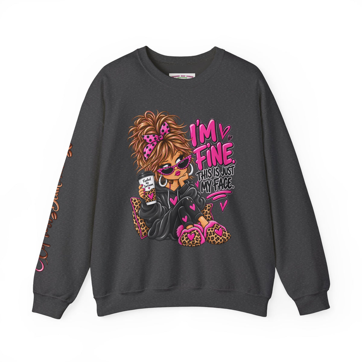 I'm Fine Graphic Sweatshirt — 'This Is Just My Face' Cozy Crewneck