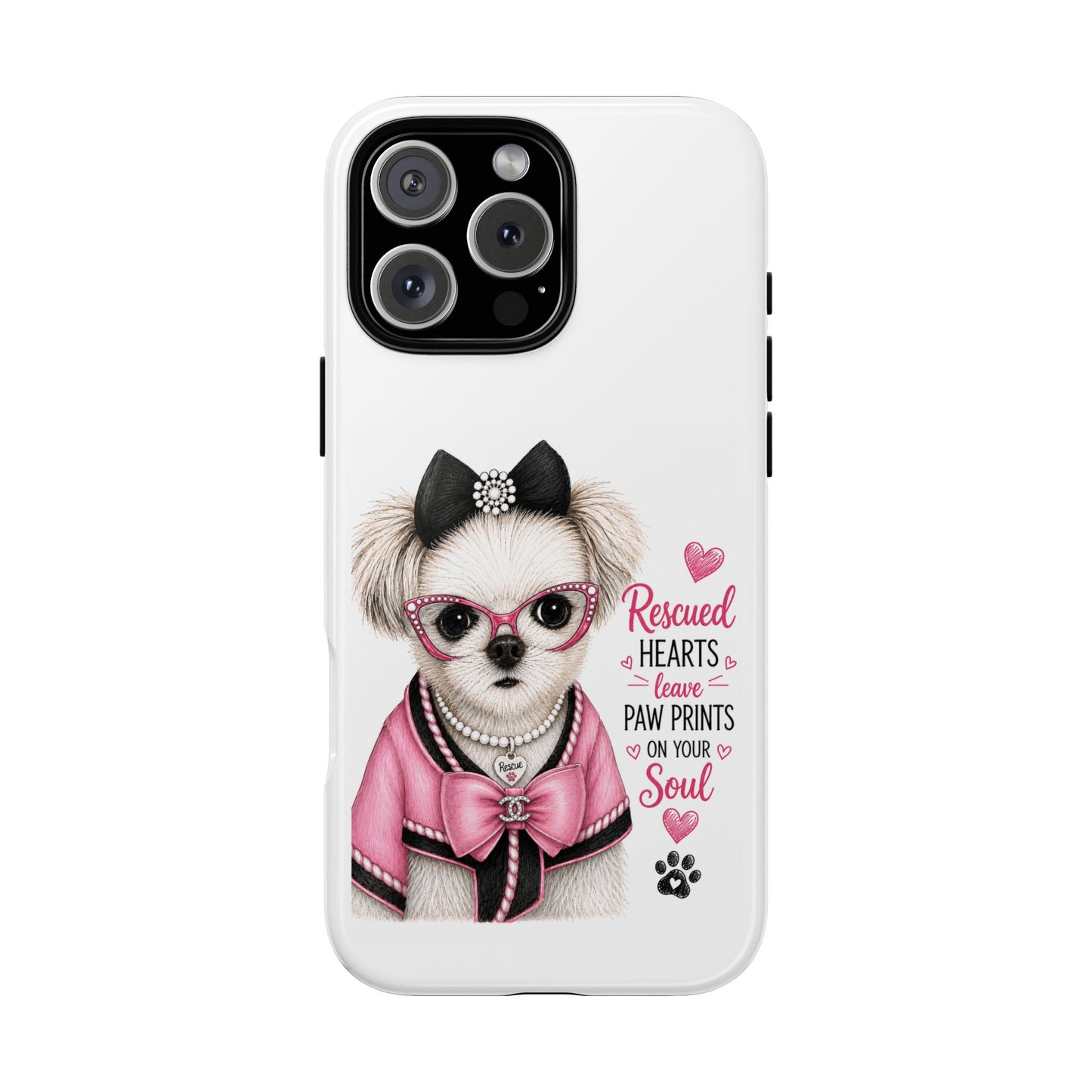 Rescued Hearts Paw Prints Phone Case