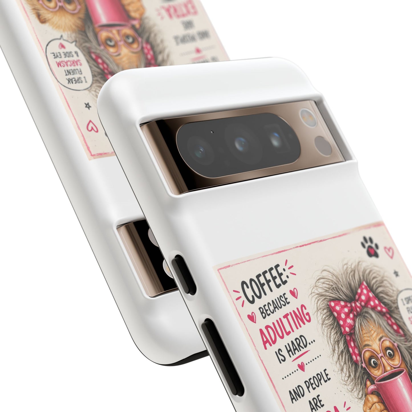 Perky Pearl and LattePhone Case — Funny "Adulting Is Hard" Cozy Design