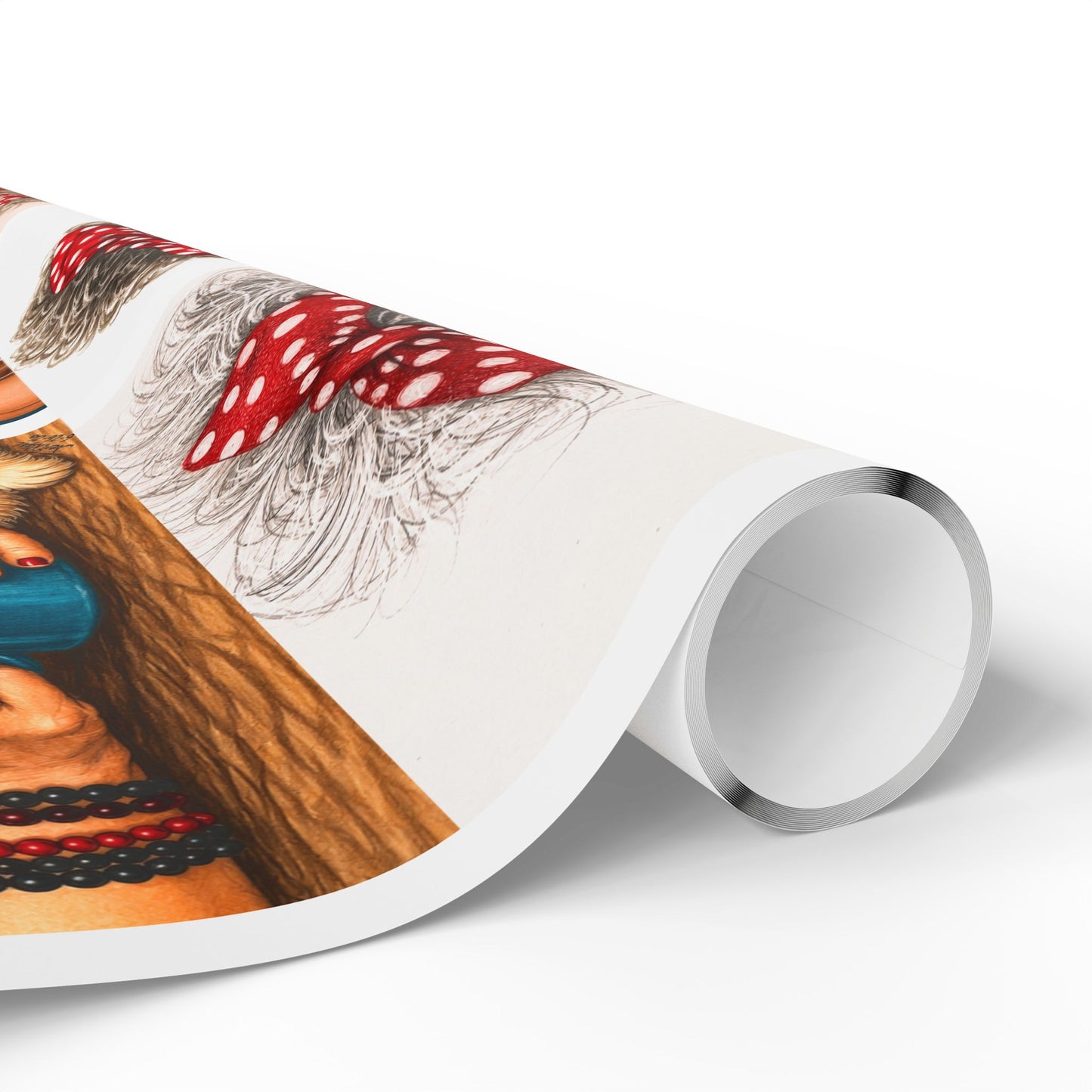 Wrapping Paper Perky Pearl and Latte — Retro Glam Portrait Pattern Gift Wrap
