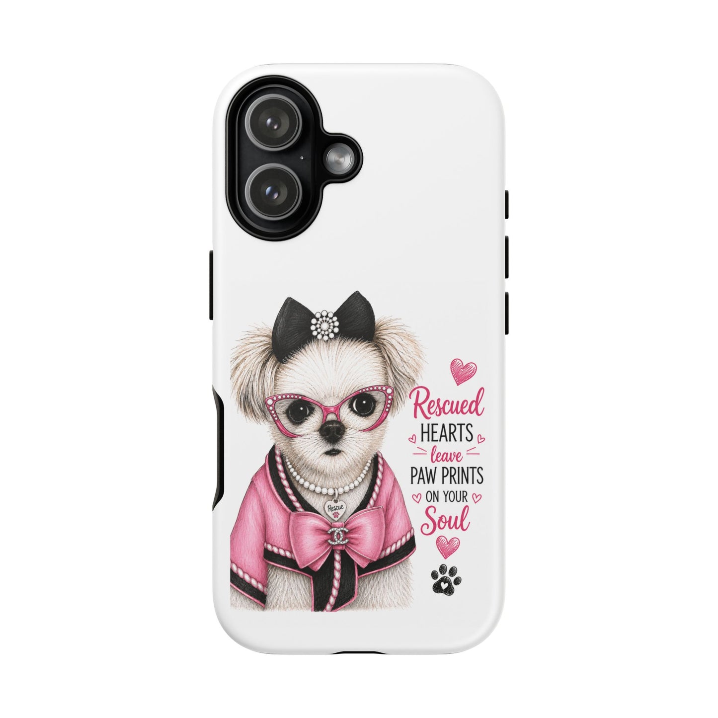 Rescued Hearts Paw Prints Phone Case