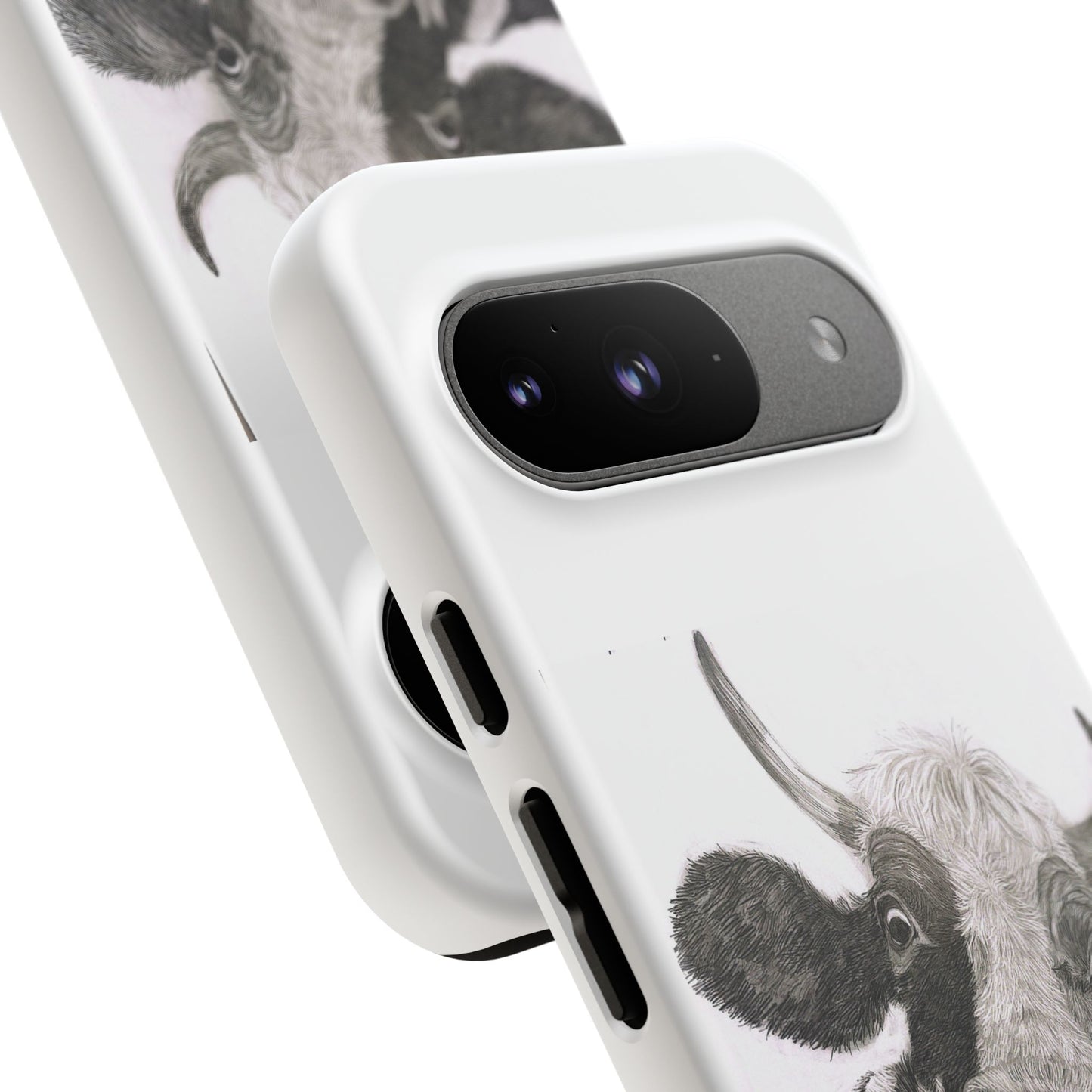 Cow Sketch Tough Phone Case — Protective iPhone Cover with Whimsical Cow Illustration