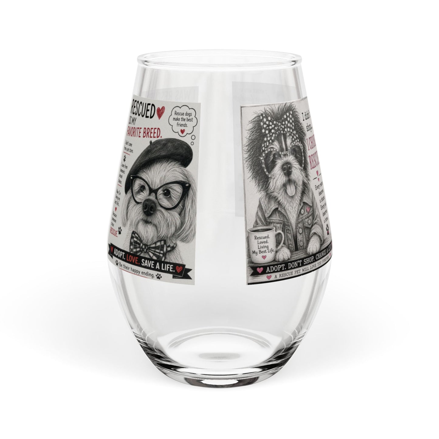 Rescued Is My Favorite Breed Stemless Wine Glass – Rescue Dog Wine Glass, 11.75 oz
