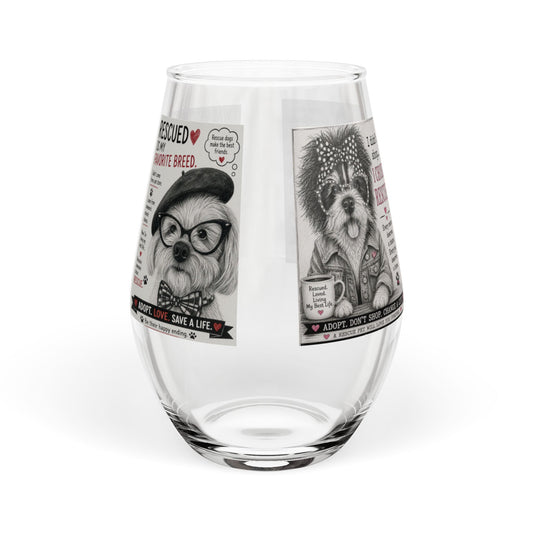 Rescued Is My Favorite Breed Stemless Wine Glass – Rescue Dog Wine Glass, 11.75 oz