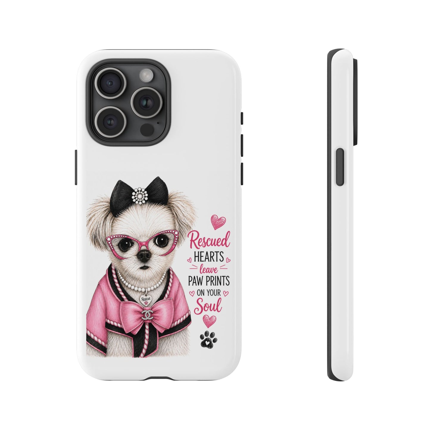 Rescued Hearts Paw Prints Phone Case
