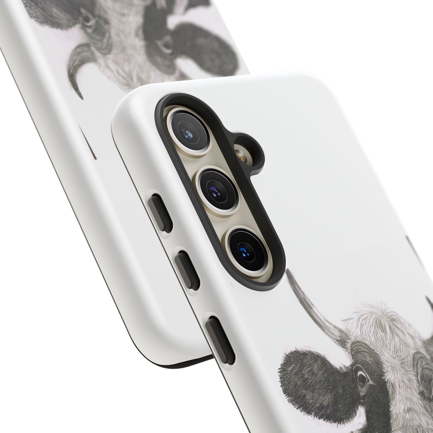 Cow Sketch Tough Phone Case — Protective iPhone Cover with Whimsical Cow Illustration