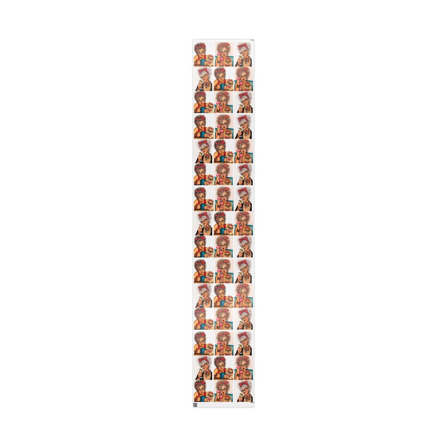 Wrapping Paper Perky Pearl and Latte — Retro Glam Portrait Pattern Gift Wrap