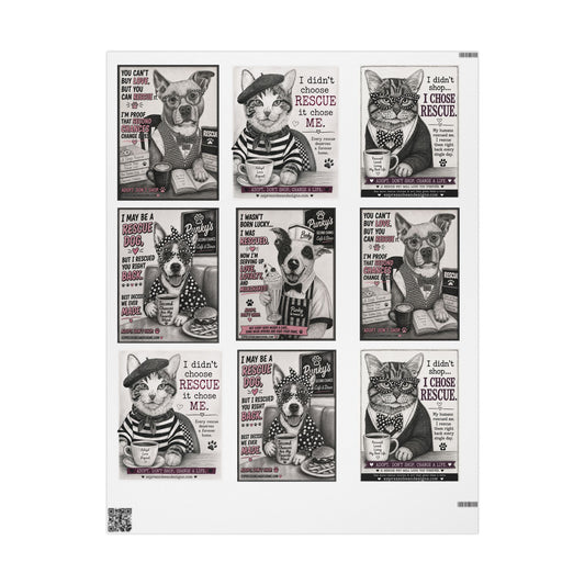 Euclid pet pals  Wrapping Paper Roll — Black & White Storyboard Gift Wrap