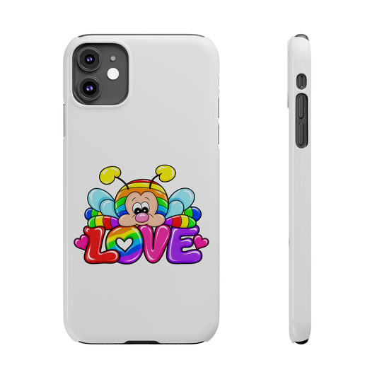 Slim Phone Case — Colorful Rainbow tired bug"LOVE" Design