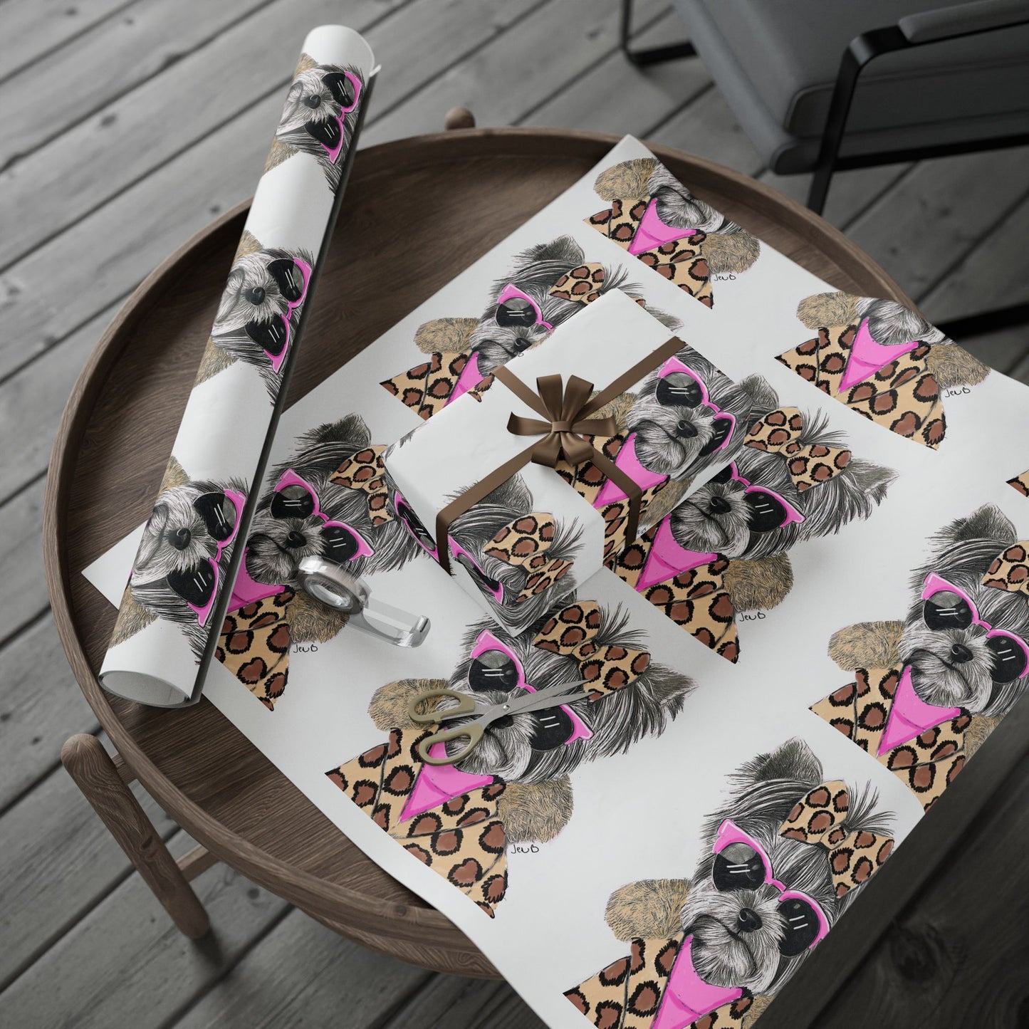 Cute Pink Yorkie Gift Wrap for Animal Lovers