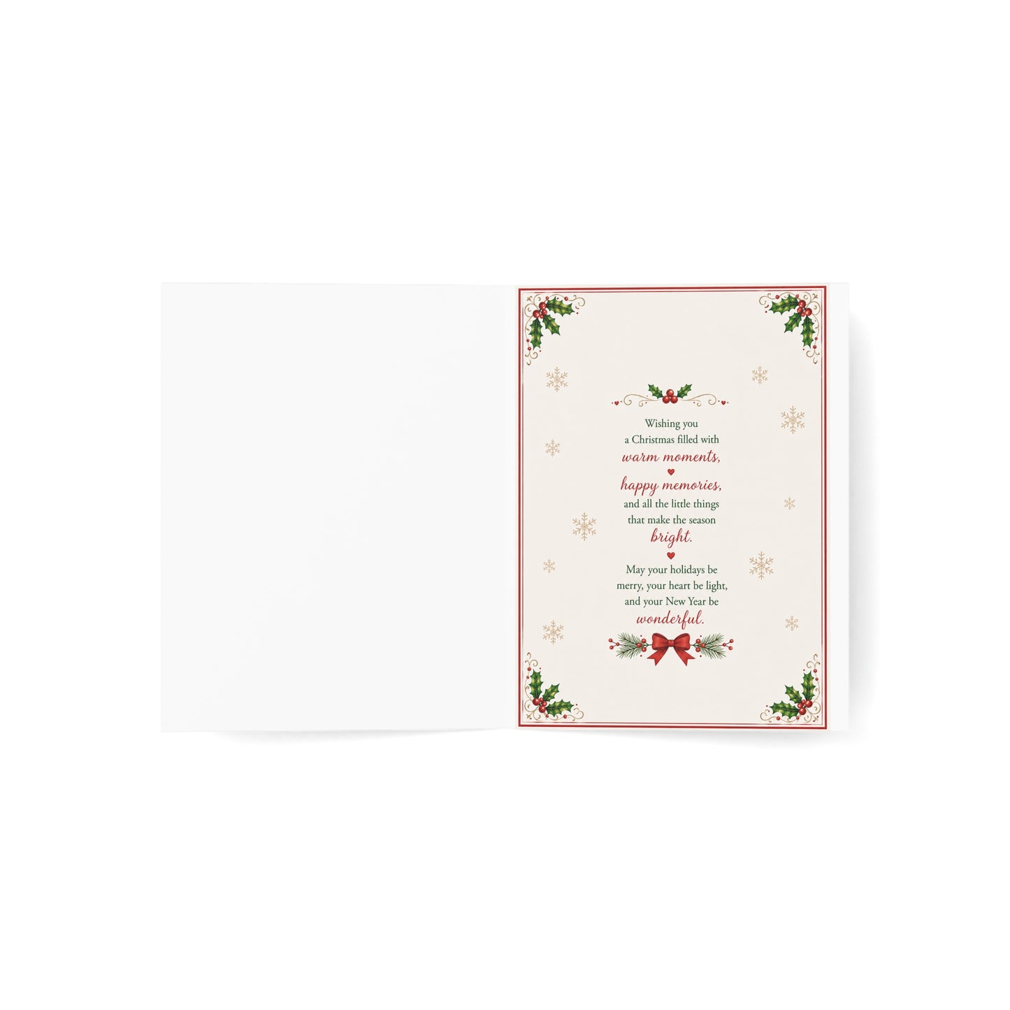 Christmas Puppy Holiday Greeting Cards — 'Wishing You Peace, Love & Happy Memories' (1/10/30/50pcs)