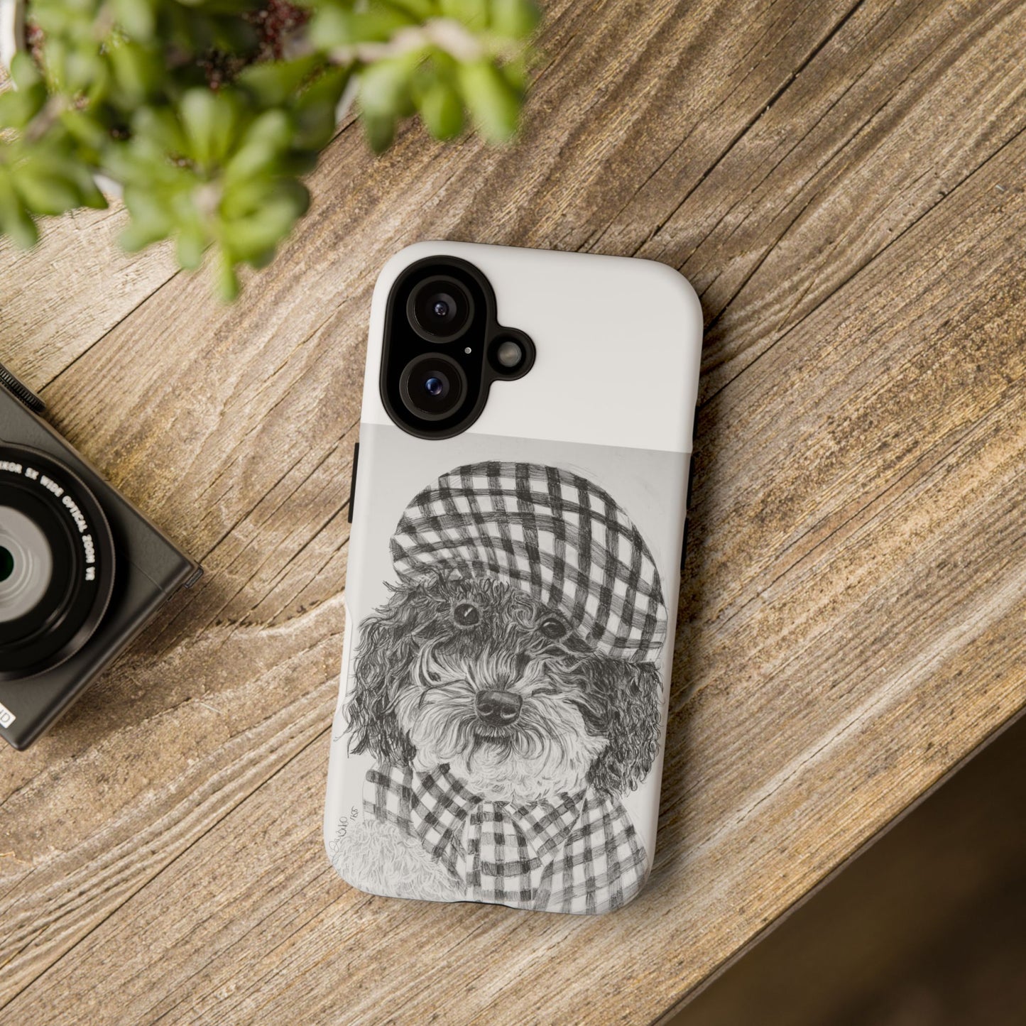 Cute Dog Phone Case — Flannel Elmer  in Plaid Hat