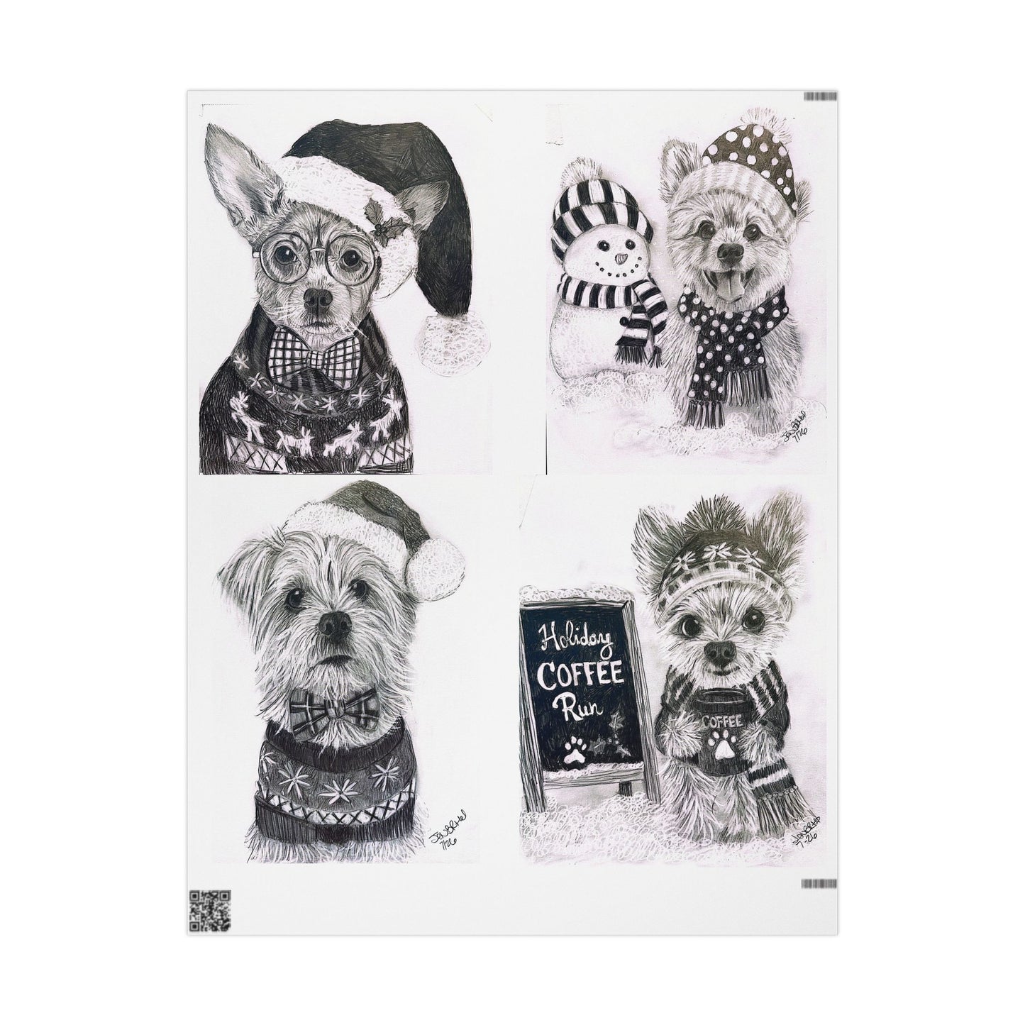 Sophia’s Gracie foundation Wrapping Paper Roll — Black & White  Pattern for Pet Lovers