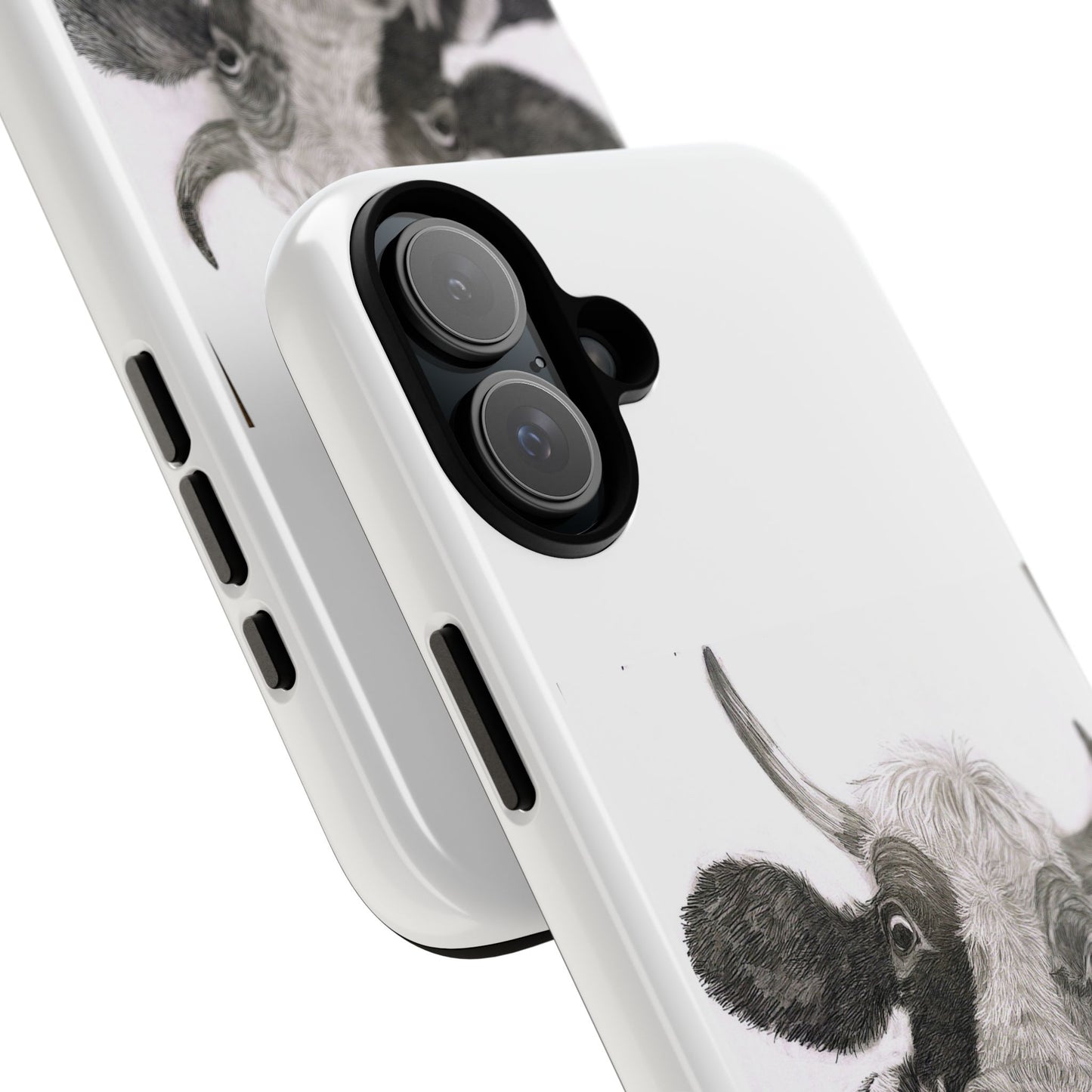 Cow Sketch Tough Phone Case — Protective iPhone Cover with Whimsical Cow Illustration