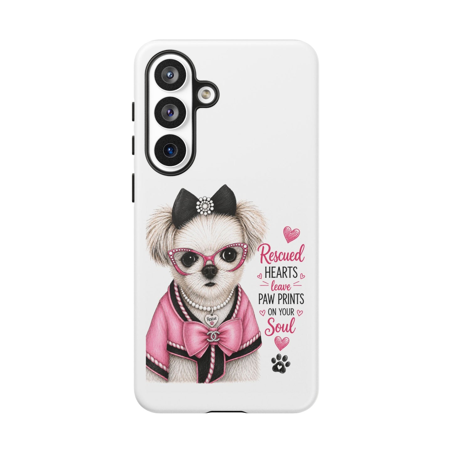 Rescued Hearts Paw Prints Phone Case