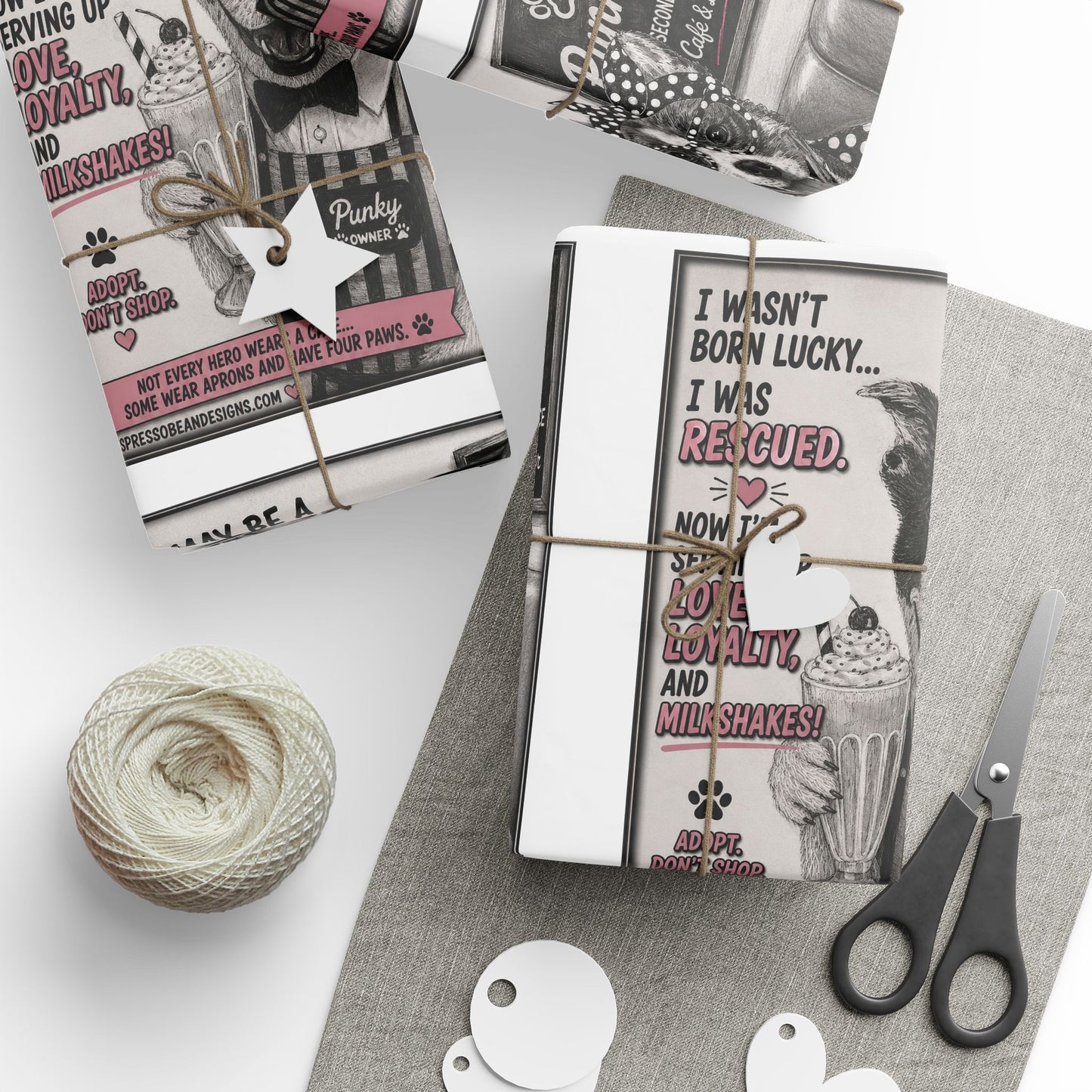 Euclid pet pals  Wrapping Paper Roll — Black & White Storyboard Gift Wrap