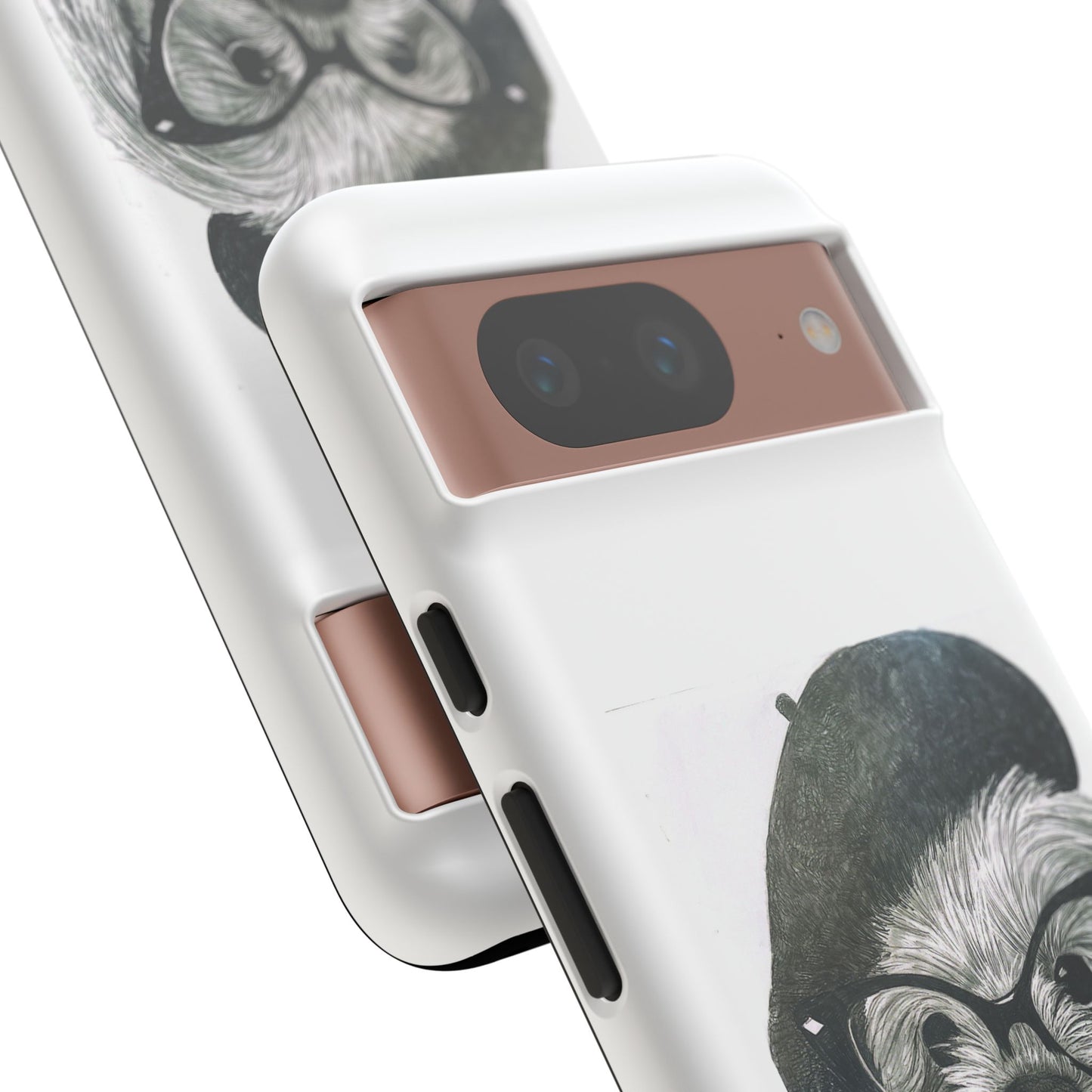Dog Portrait Phone Case — Dexter with Beret, Glasses & Bow Tie
