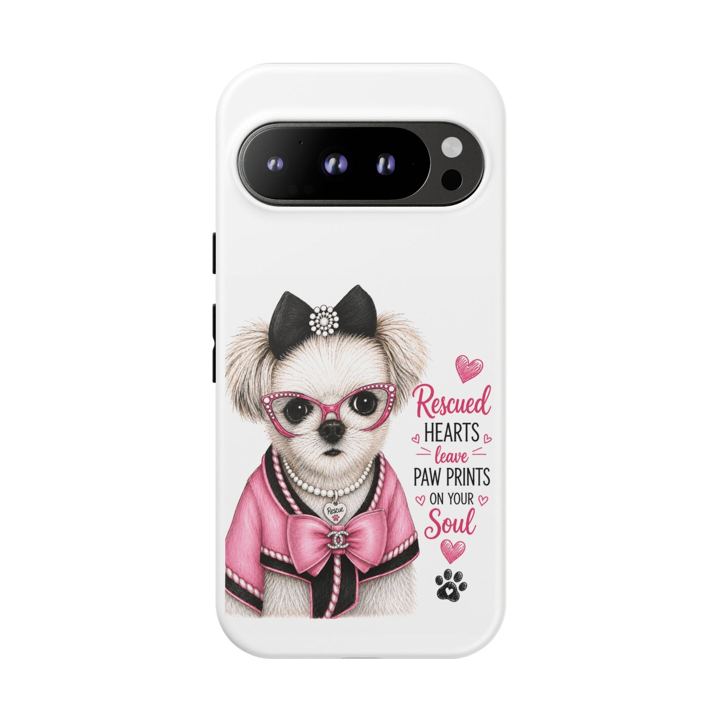 Rescued Hearts Paw Prints Phone Case
