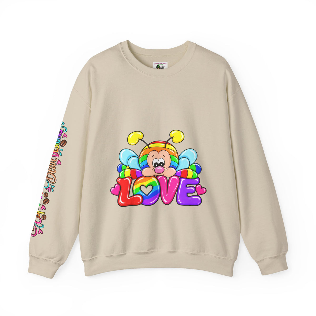 Tired Love bug  Crewneck Sweatshirt — Colorful Rainbow Cute Graphic