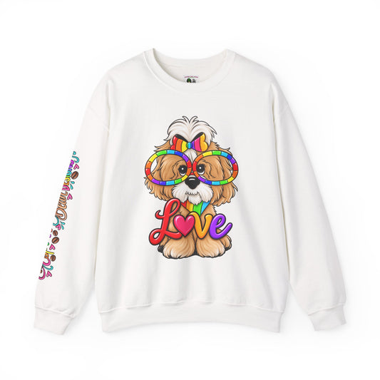 Shih TzuPuppy Love Rainbow Crewneck Sweatshirt
