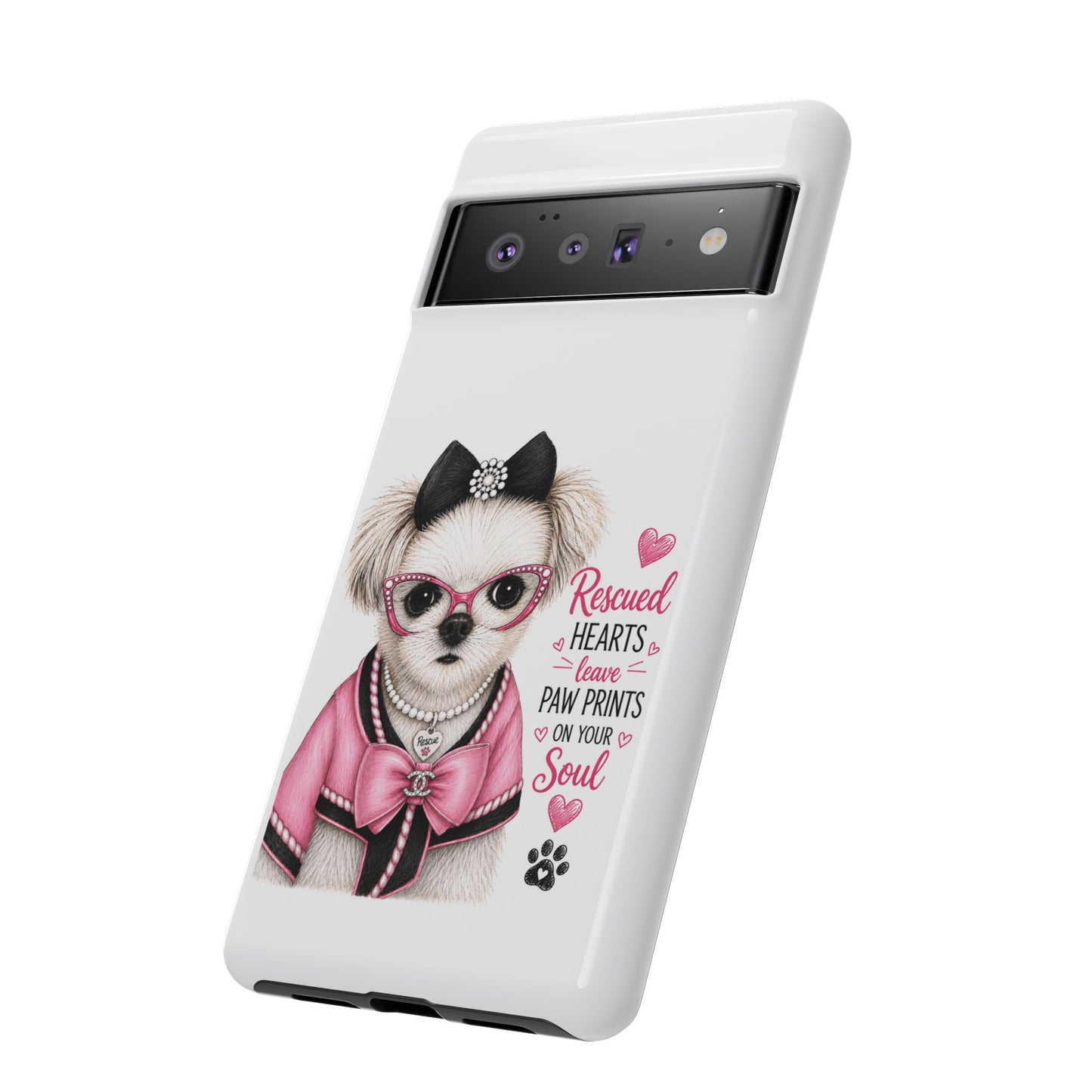 Rescued Hearts Paw Prints Phone Case