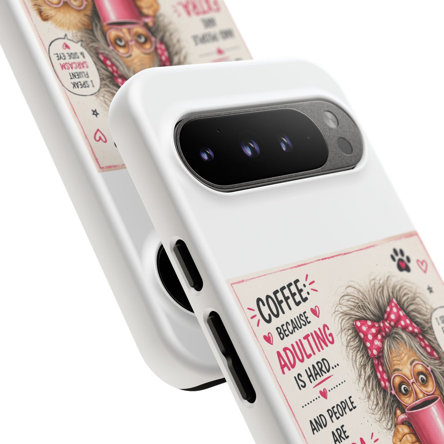 Perky Pearl and LattePhone Case — Funny "Adulting Is Hard" Cozy Design