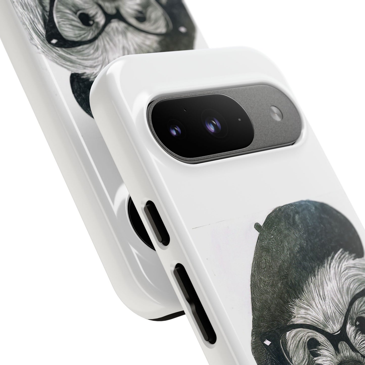 Dog Portrait Phone Case — Dexter with Beret, Glasses & Bow Tie