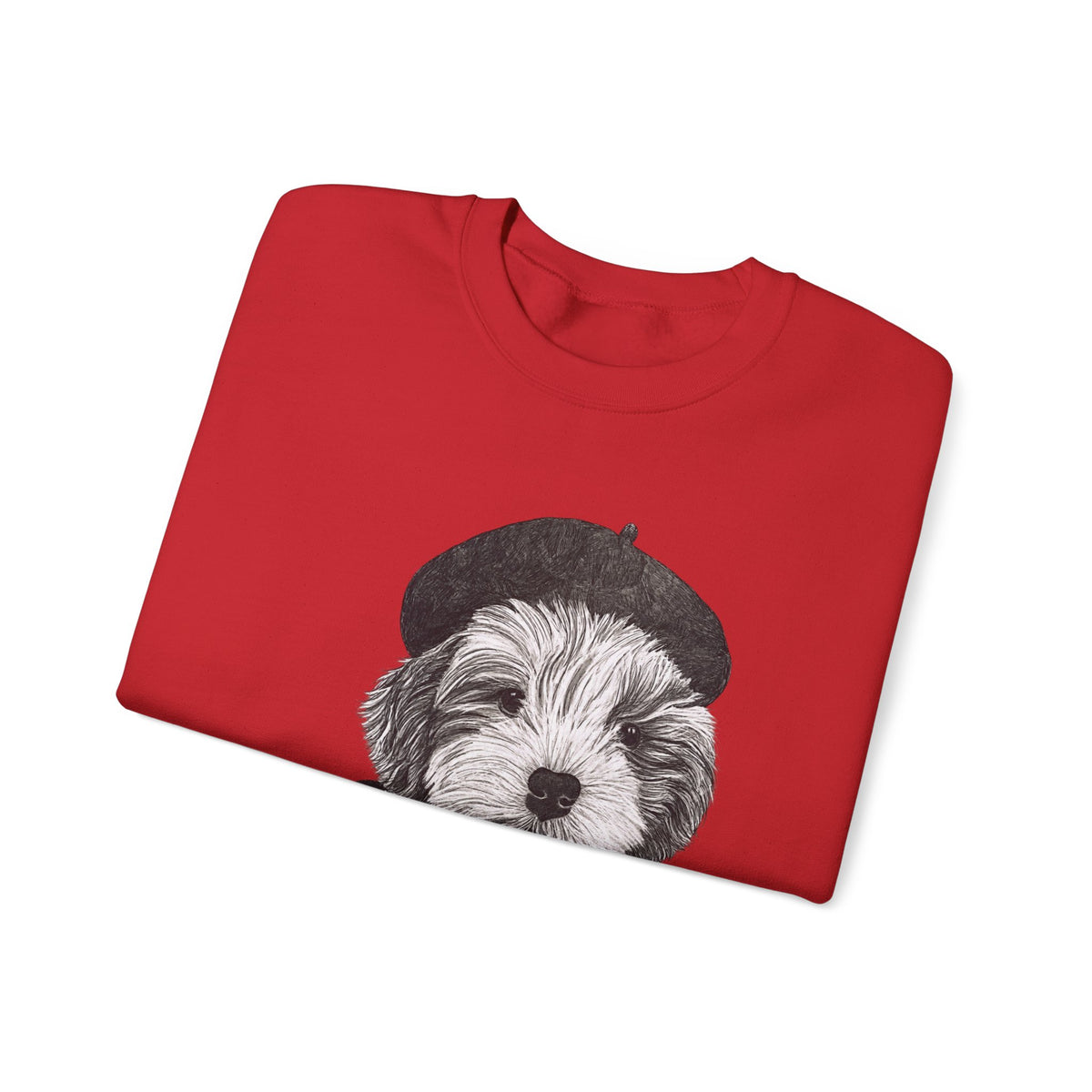 French Pup Pierre Coffee Sweatshirt — Cute Puppy in Beret Graphic Crewneck