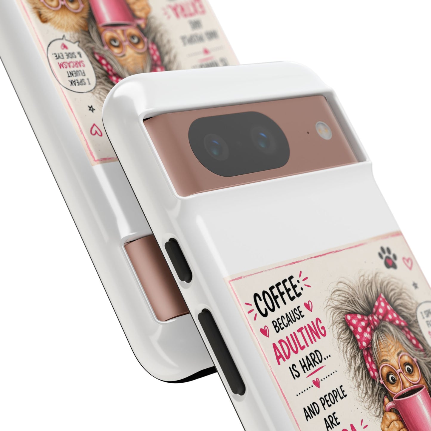 Perky Pearl and LattePhone Case — Funny "Adulting Is Hard" Cozy Design