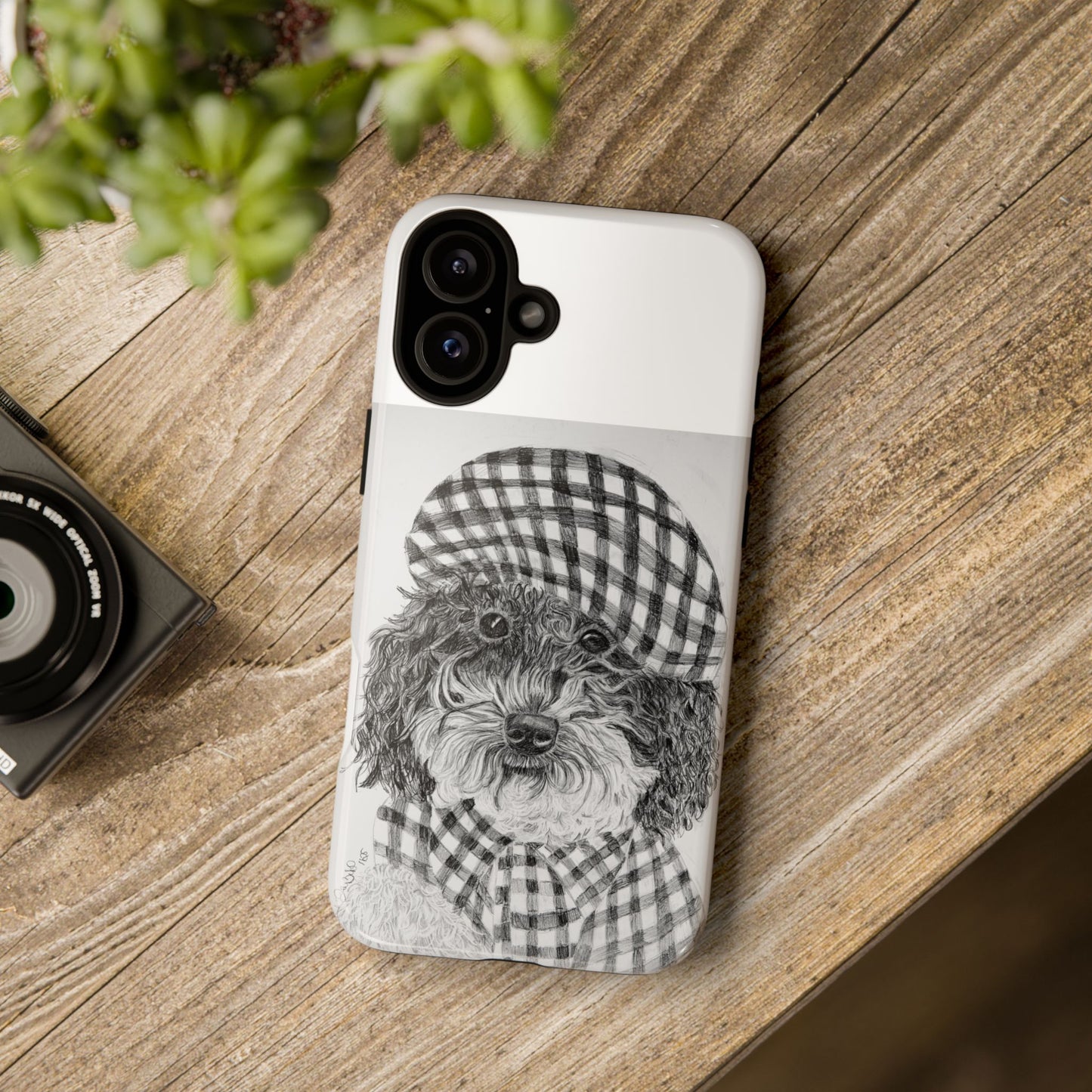 Cute Dog Phone Case — Flannel Elmer  in Plaid Hat