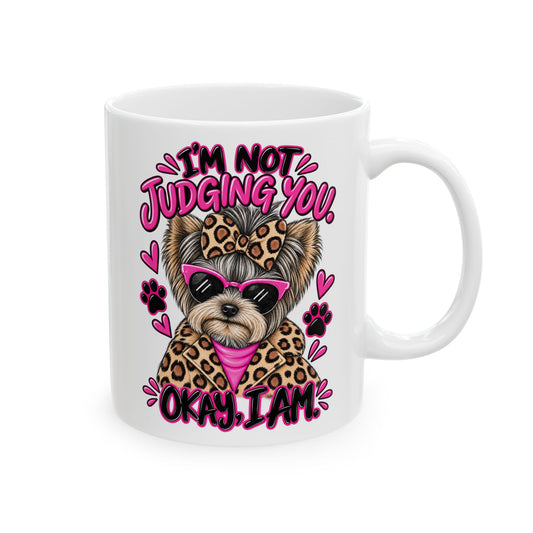 Yorkie Leopard Print Mug — “I Love You” Cute Kitty Coffee Cup (11oz & 15oz)