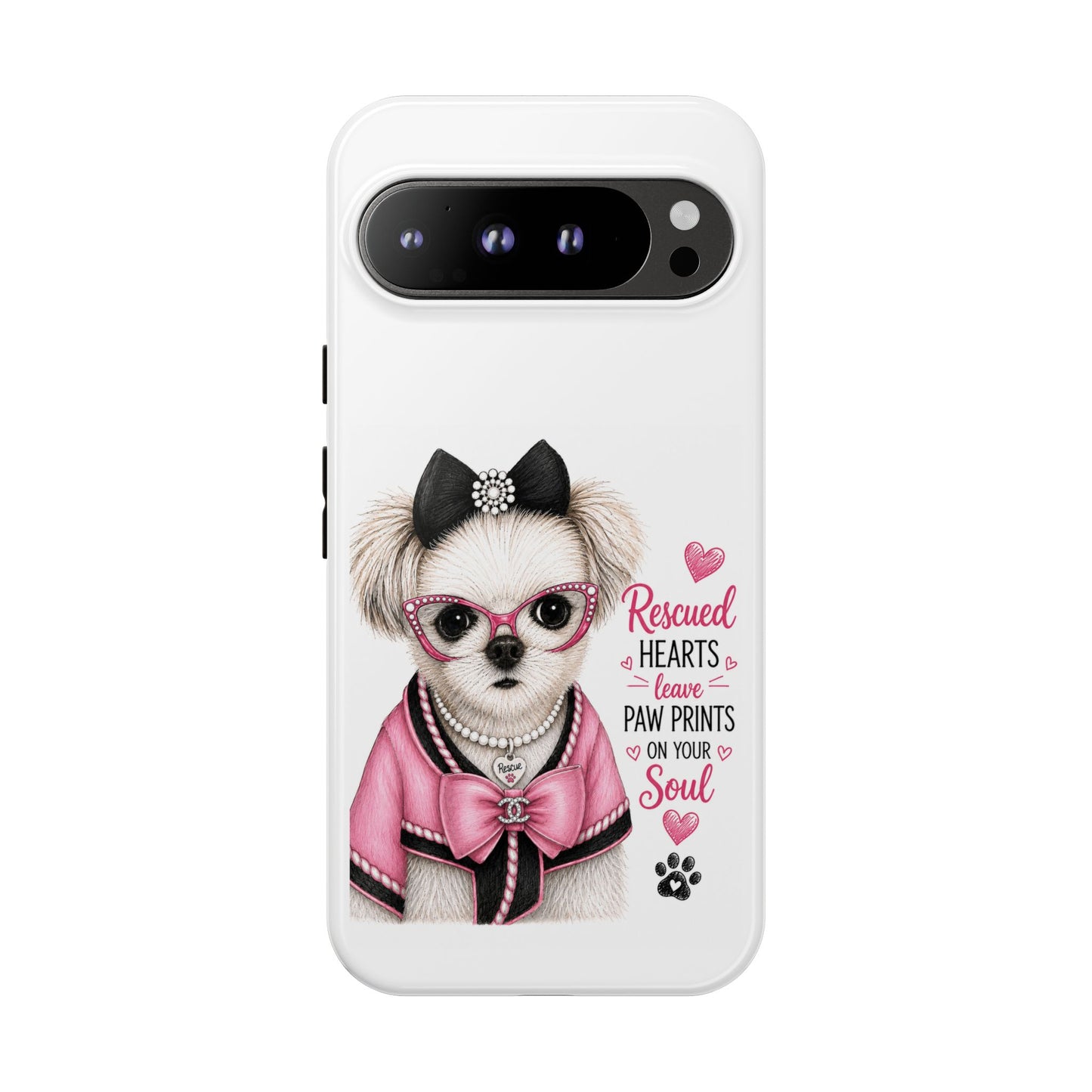 Rescued Hearts Paw Prints Phone Case