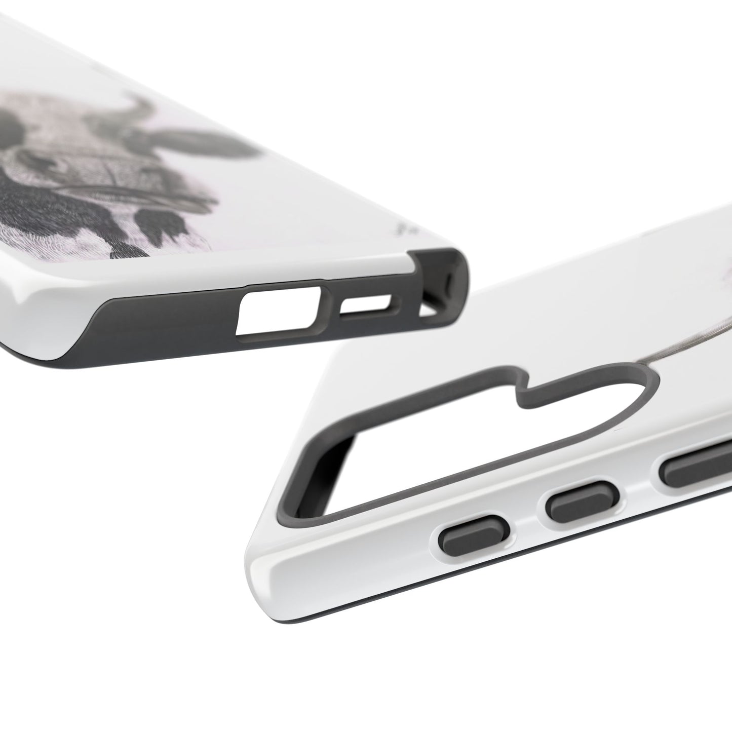 Cow Sketch Tough Phone Case — Protective iPhone Cover with Whimsical Cow Illustration