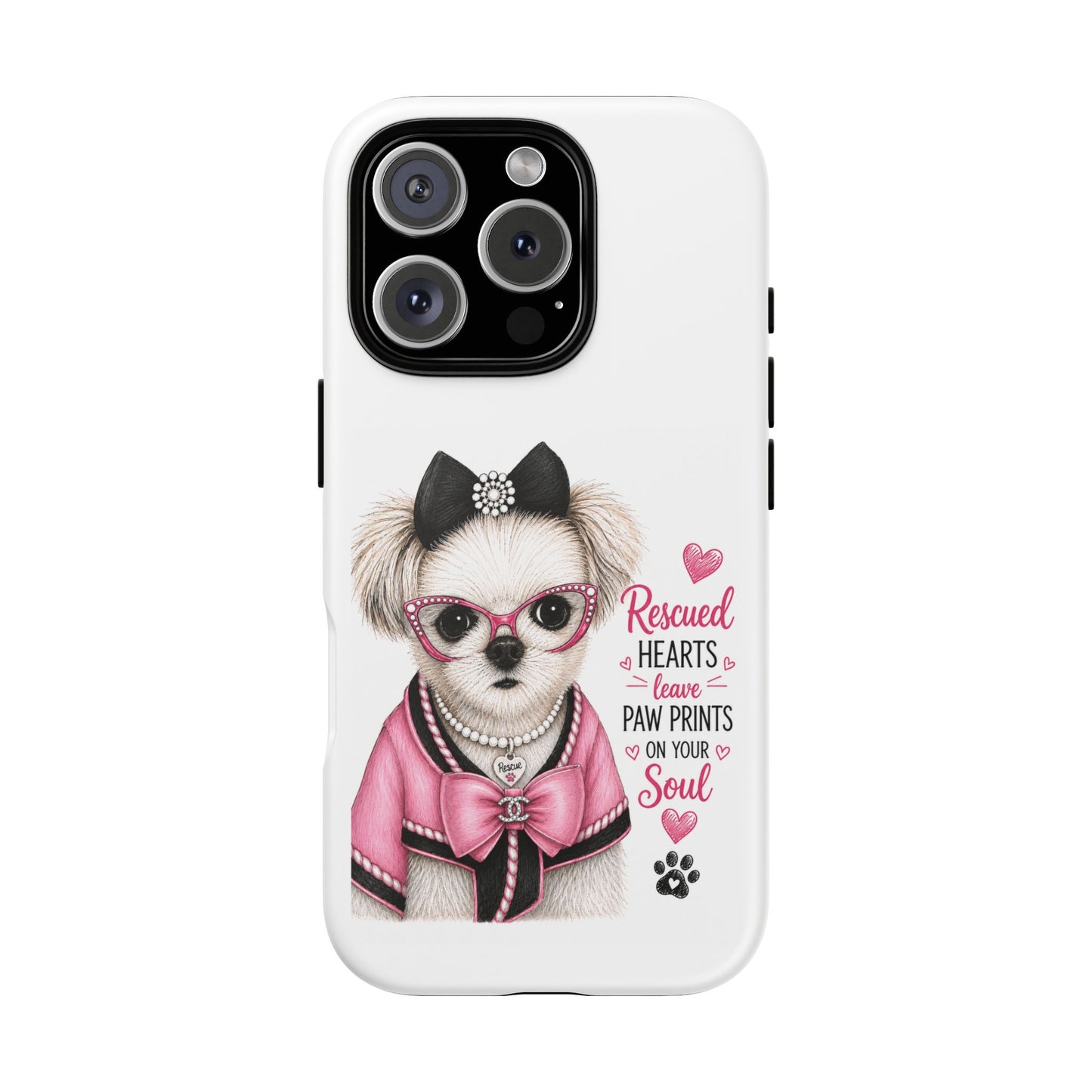 Rescued Hearts Paw Prints Phone Case