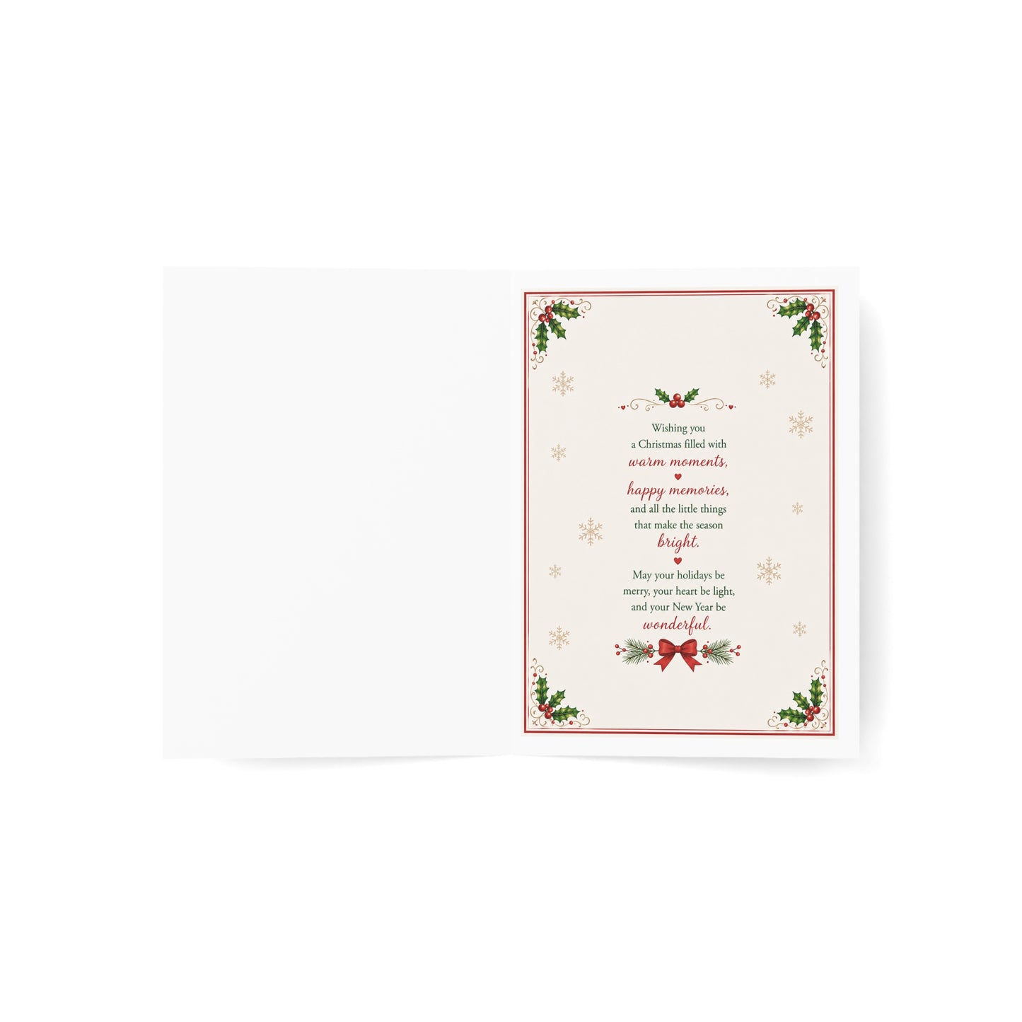 Christmas Puppy Holiday Greeting Cards — 'Wishing You Peace, Love & Happy Memories' (1/10/30/50pcs)