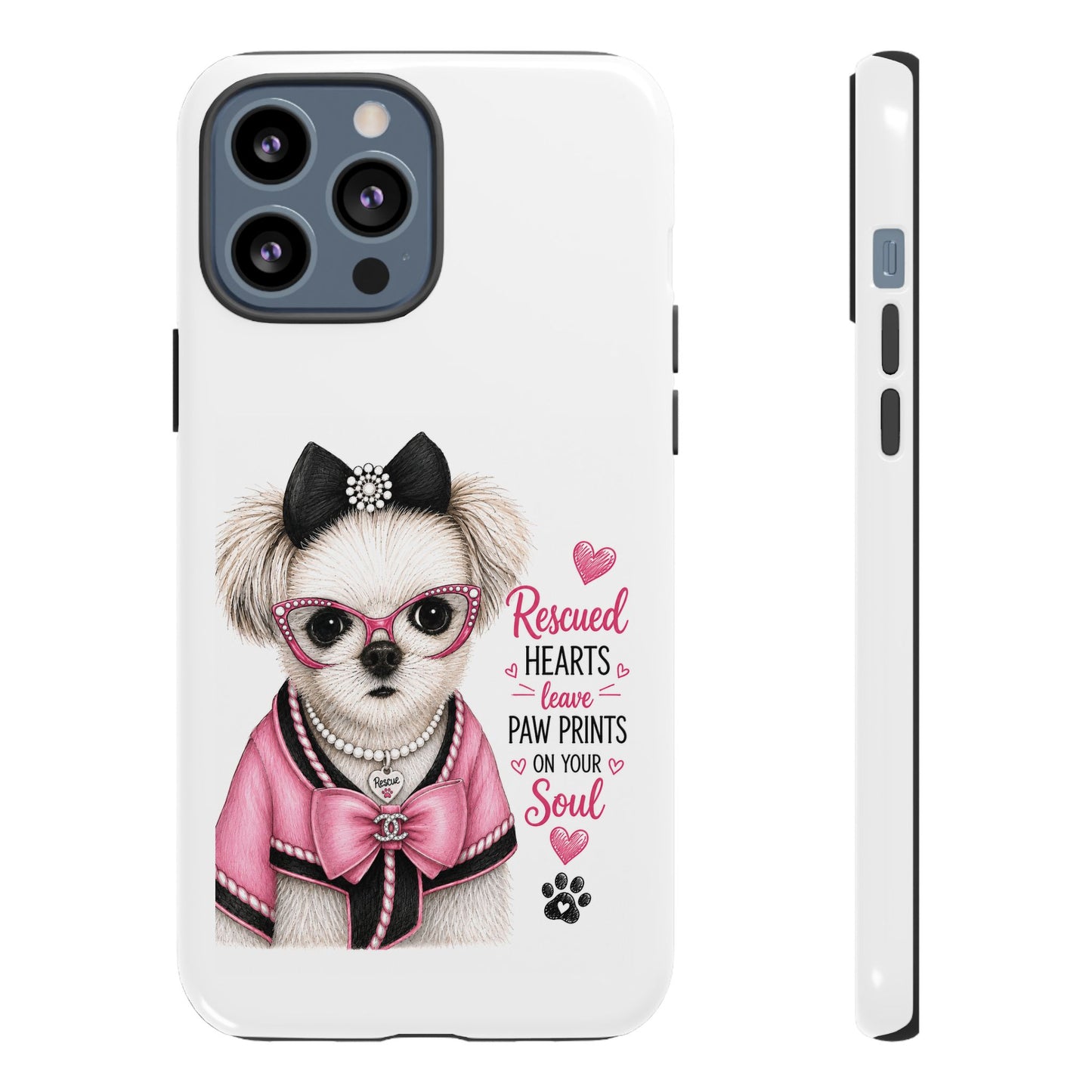 Rescued Hearts Paw Prints Phone Case