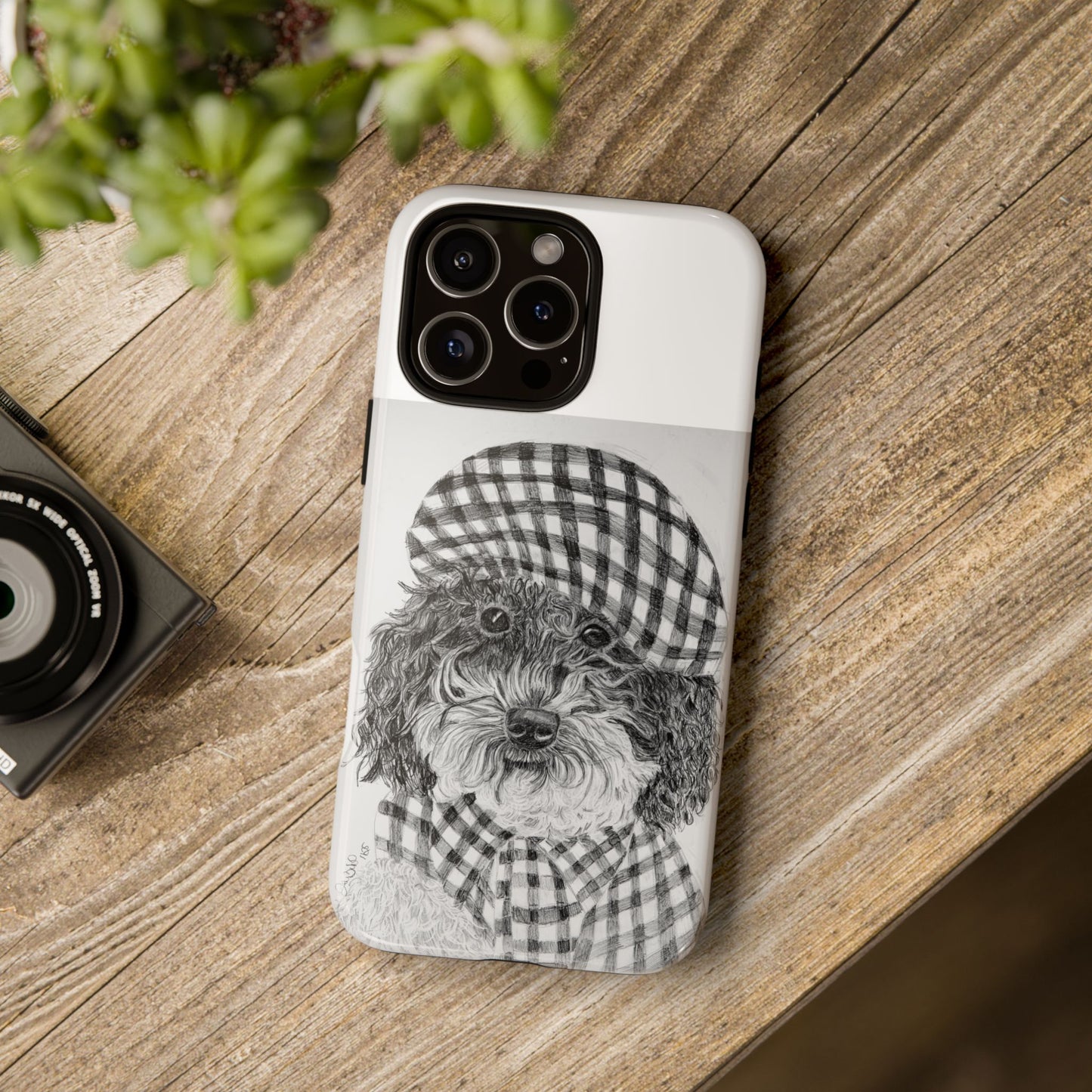 Cute Dog Phone Case — Flannel Elmer  in Plaid Hat