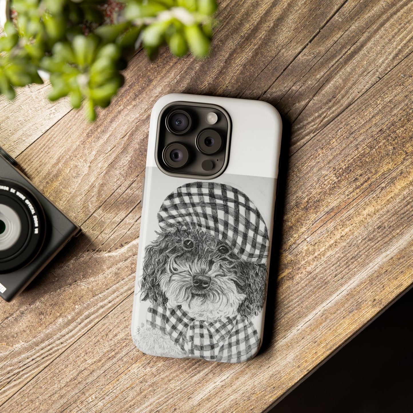 Cute Dog Phone Case — Flannel Elmer  in Plaid Hat