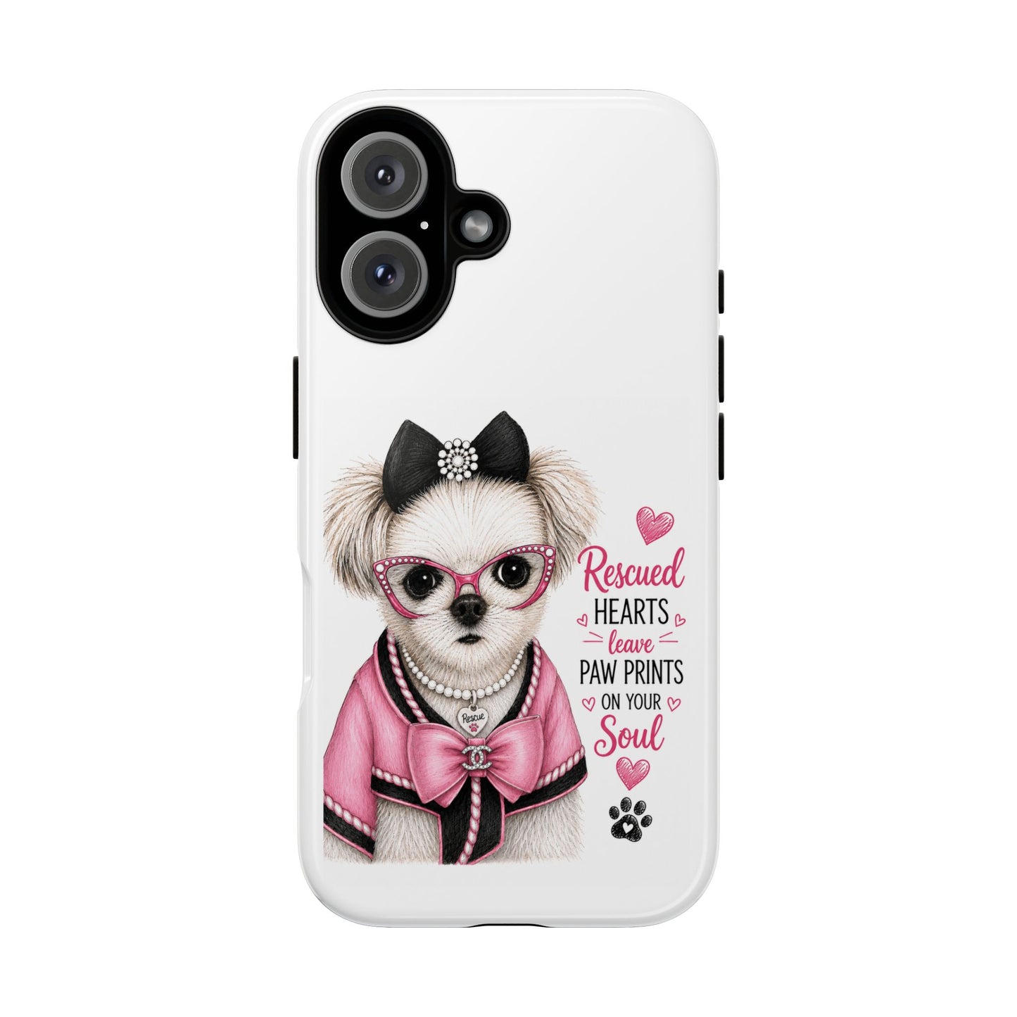 Rescued Hearts Paw Prints Phone Case