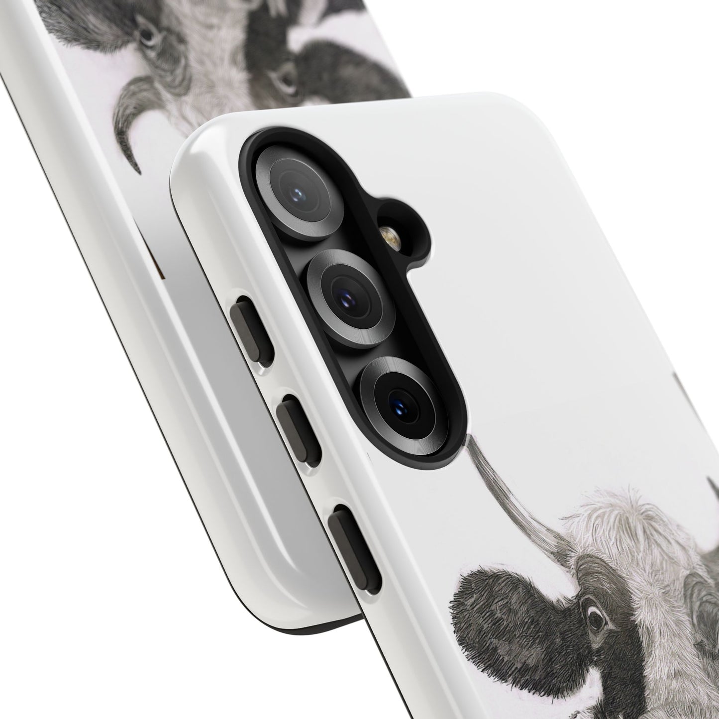 Cow Sketch Tough Phone Case — Protective iPhone Cover with Whimsical Cow Illustration