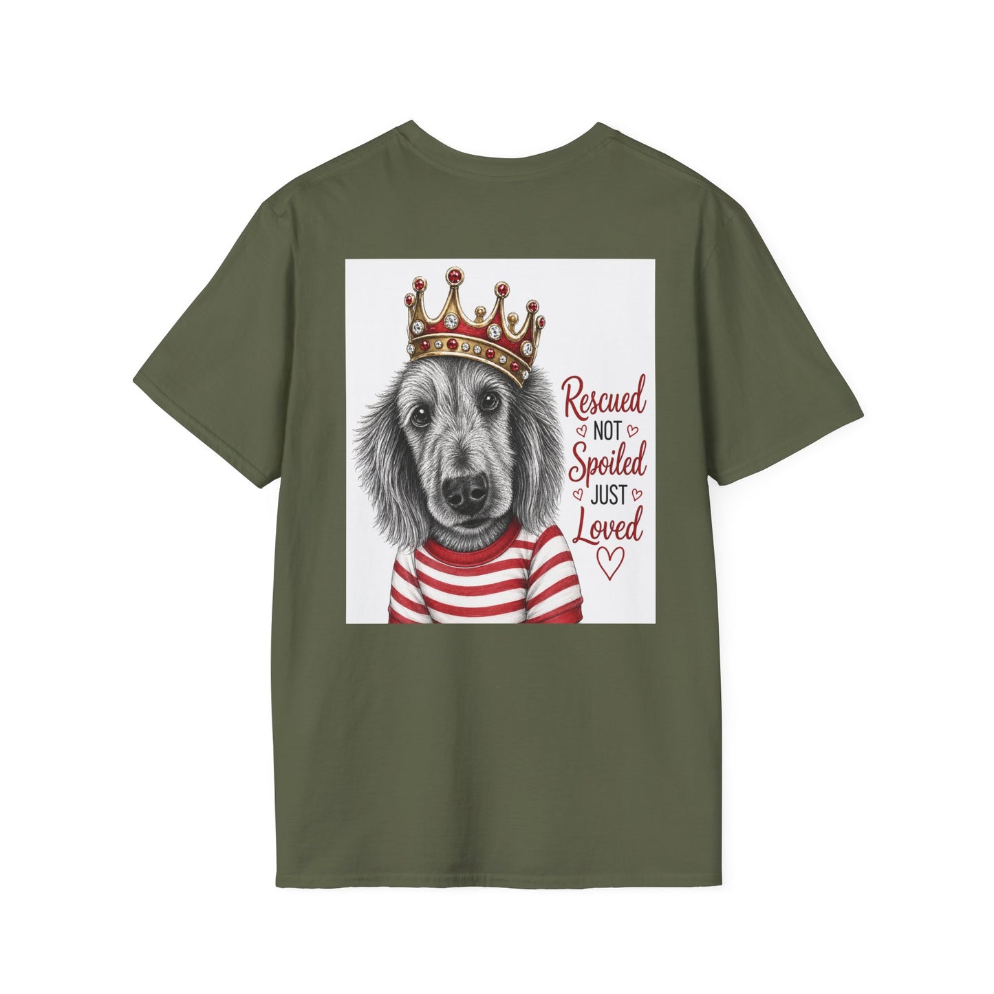 T-Shirt. Not spoiled just loved. Spirit a real rescued doggie
