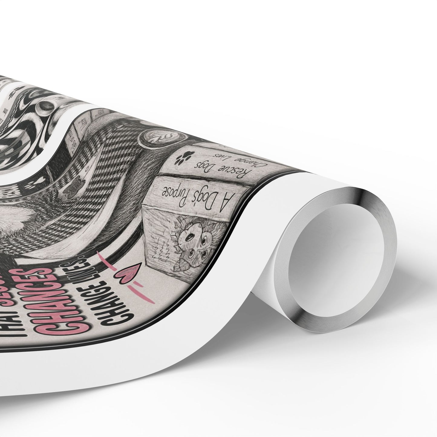 Euclid pet pals  Wrapping Paper Roll — Black & White Storyboard Gift Wrap