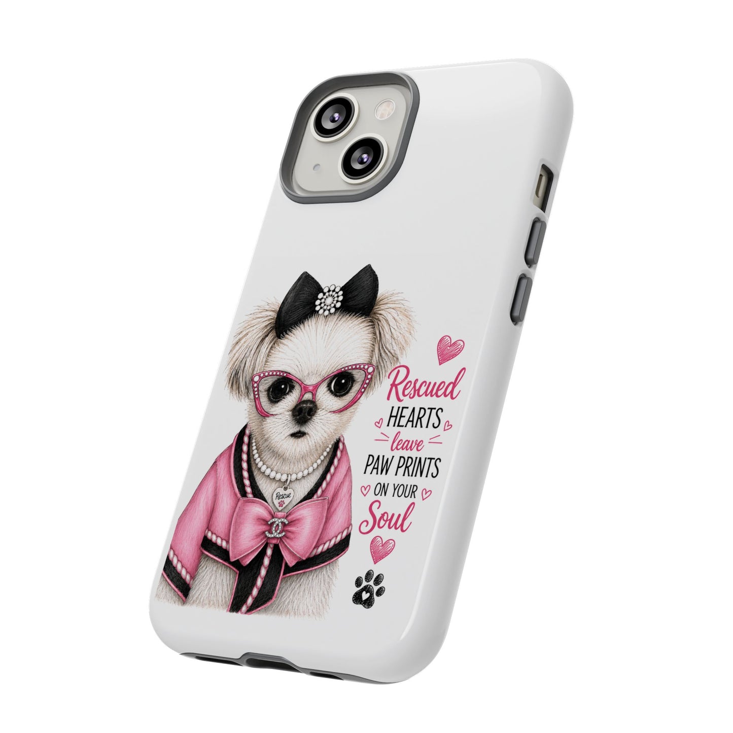 Rescued Hearts Paw Prints Phone Case