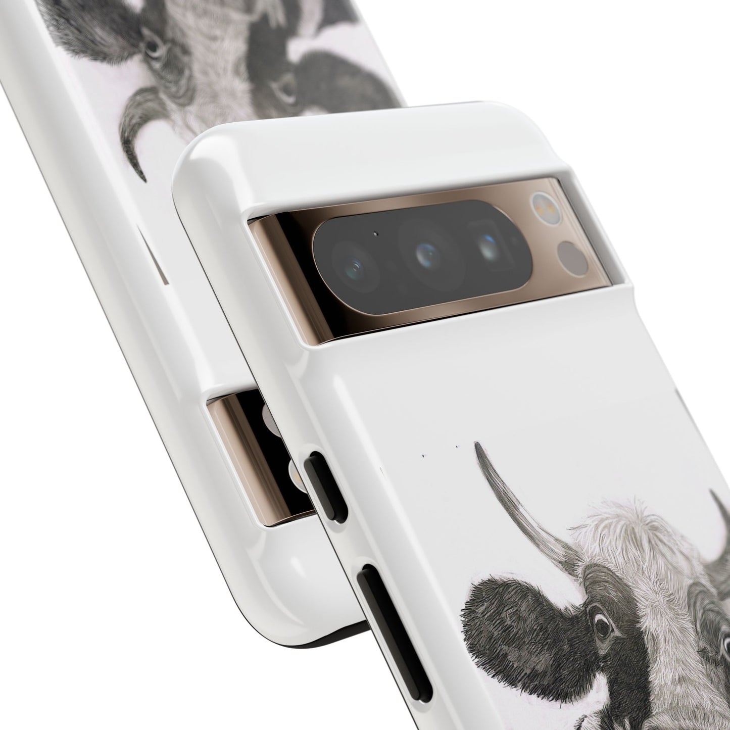 Cow Sketch Tough Phone Case — Protective iPhone Cover with Whimsical Cow Illustration