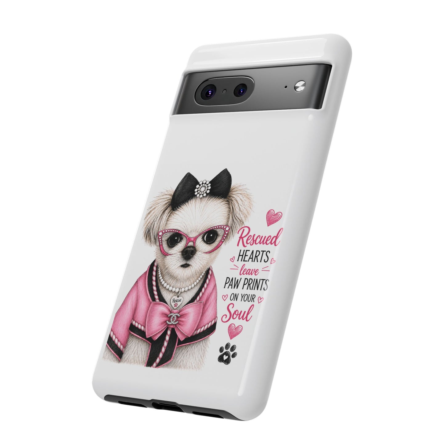 Rescued Hearts Paw Prints Phone Case