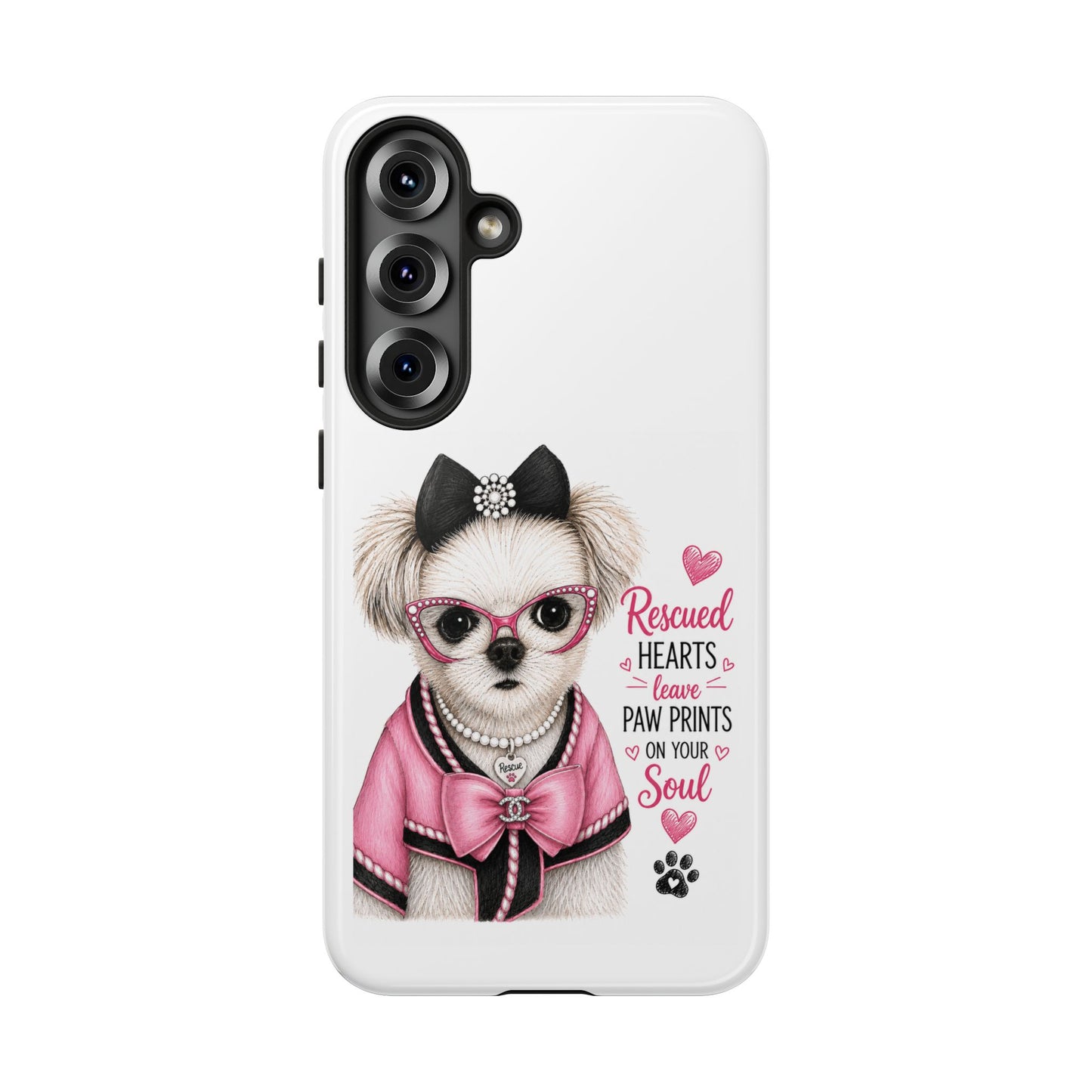 Rescued Hearts Paw Prints Phone Case