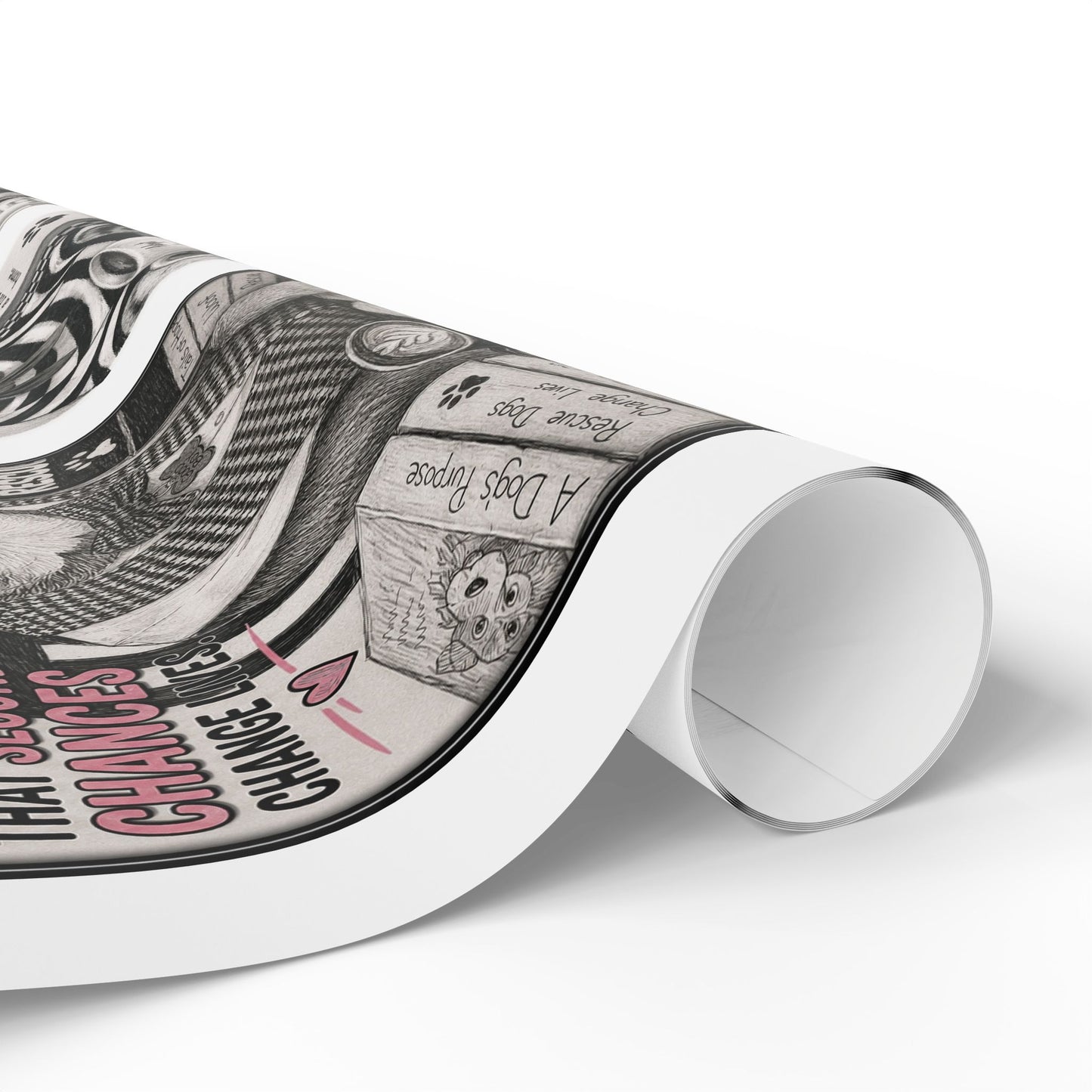 Euclid pet pals  Wrapping Paper Roll — Black & White Storyboard Gift Wrap