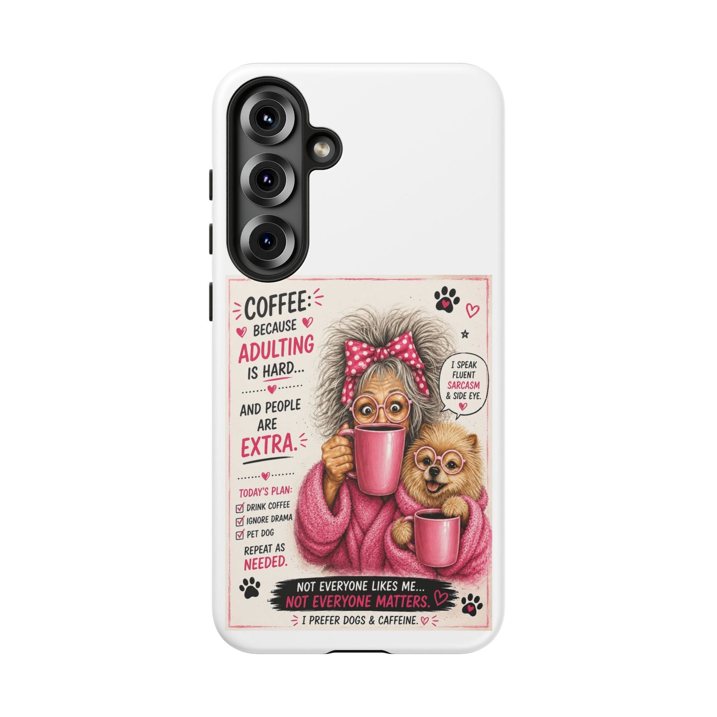 Perky Pearl and LattePhone Case — Funny "Adulting Is Hard" Cozy Design