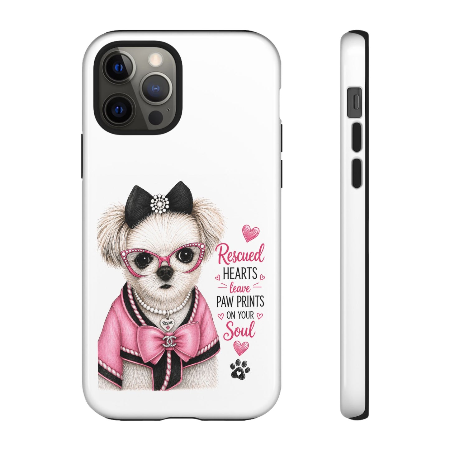 Rescued Hearts Paw Prints Phone Case