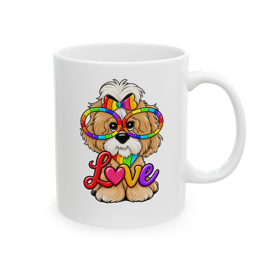 Shih TzuPup Ceramic Mug — Colorful Rainbow Dog Coffee Cup (11oz, 15oz)